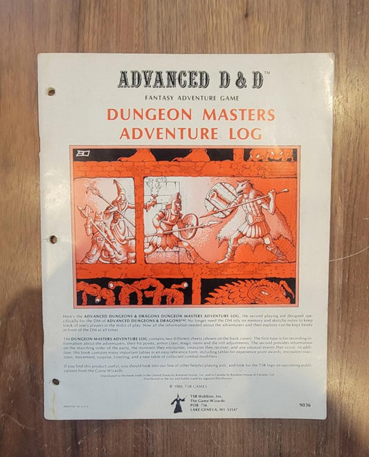 Advanced D&D Dungeon Masters Adventure Log